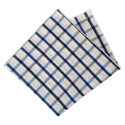 Pañuelo cuadrado de bolsillo ALARA para hombre blanco azul negro pañuelo de algodón a cuadros 12,5" Foto 1 de 4