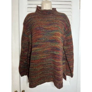Vintage 80s Carolina Colours M earth tone roll collar tunic sweater Perfect Soft - Picture 1 of 5