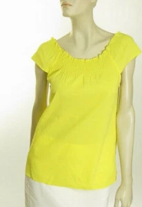 Nuevo con etiquetas Top crujiente Theory para mujer Jennias amarillo lino calado original $180 - Imagen 1 de 9