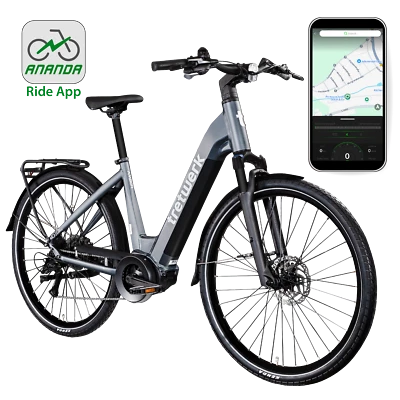 Tretwerk Amber E Bike Damen 28" City Fahrrad Mittelmotor anthrazit 48cm B Ware - Bild 1 von 4