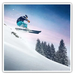 2 x Square Stickers 7.5 cm - Ski Jump Mountain Snow Skiing Cool Gift #16593 - Afbeelding 1 van 9