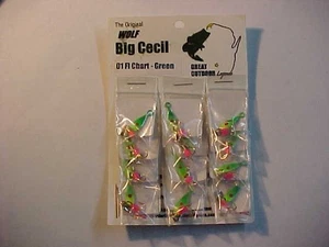12 NUEVOS GRANDES CECIL LOBO MIERDA PERCA PANFISHING PLANTILLAS HIELO talla 8 DORADO VERDE CARTA - Imagen 1 de 7