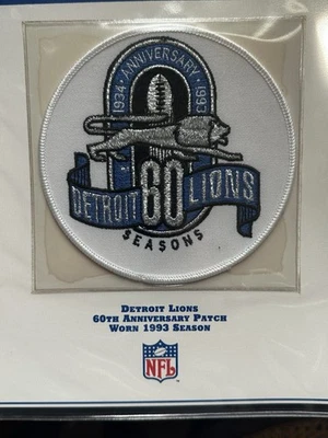 Detroit Lions 60th Patch Willabee Ward Anniversary Patch Collection NFL w Card - Image 1 of 3
