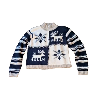 Suéter de Invierno Vintage Lauren Hansen Talla Med Vacaciones Acogedor Cálido Reno Rústico Foto 1 de 4