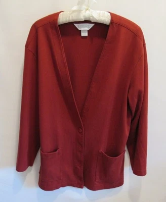 Lands' End ржавчины цвет v-образным вырезом 100% хлопок вязаный длинным рукавом кардиган Топ * Sz M * - Изображение 1 из 4