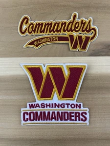 SET OF 2 WASHINGTON COMMANDERS FOOTBALL IRON ON EMBRIODERED PATCHES 4”x3.5” - Picture 1 of 3