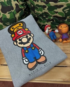 2008 A Bathing Ape x Nintendo Super Mario Grey Crewneck Sweater L Bape Milo Nigo - Bild 1 von 12