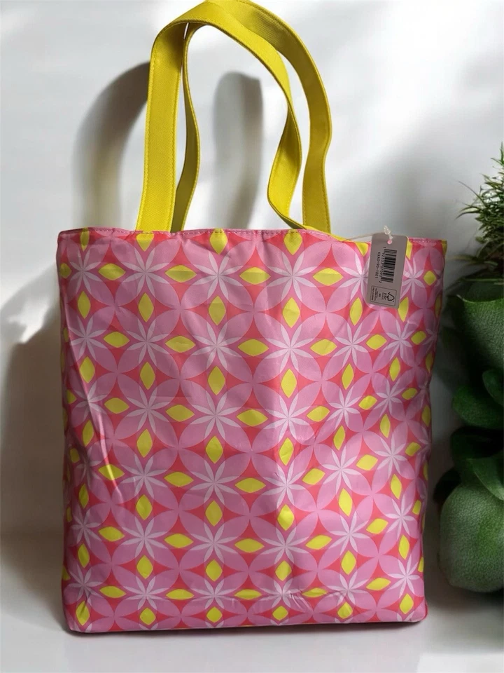 Clinique Shopping Shoulder Travel Tote with Matching Makeup Bag Blue / Yellow