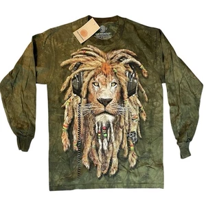 NWT THE MOUNTAIN Mens (S) Rasta Lion Tie-Dyed Festival Shirt Cotton Long Sleeve - Picture 1 of 5