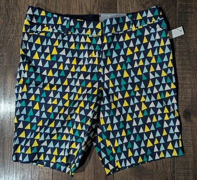 Pantalones Cortos Talbots Perfect 9.5" Talla 8P Azul/Verde/Amarillo/Blanco Triángulos - ¡NUEVO CON ETIQUETAS! Foto 1 de 4