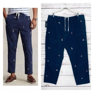 NEW Polo Ralph Lauren Prepster Stretch Classic Fit Pants 2XB Blue Elastic Waist - Image 1 of 4
