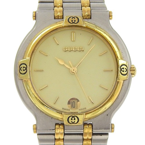 GUCCI Orologi 9000M Quadrante Oro Acciaio Inox Quarzo Display Analogico Ragazzi