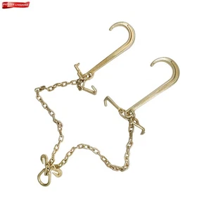 5/16" G70 V-Chain Bridle w/ 15" Large J Hooks, T- Hook & J-Hook w/ Grab Hooks 3 - Picture 1 of 7