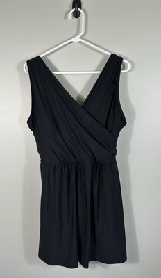 Vestido de baño Lands End para mujer 20W negro una pieza sobrepelliz playa vacaciones Foto 1 de 4