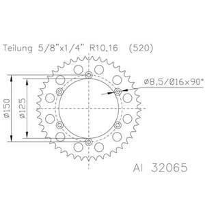 Envío gratis corona esjot aluminio negro 51-32065-45bp dientes para moto - Imagen 1 de 1