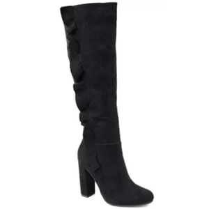 Journee Collection Vivian Wide Calf Microsuede Faux Fur Lined Boots, Size 7.5 - Picture 1 of 7