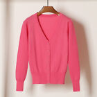 Women Long Sleeve Knitted Top Cardigan Sweater Casual V-Neck Outwear Solid Color