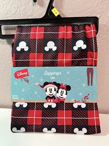 Disney Mickey Mouse rot & schwarz karierte Stretch Leggings Gr. S/M Neu mit Etikett Weihnachten - Bild 1 von 3
