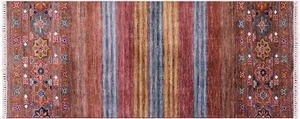 Runner Handmade Khorjin Super Kazak Wool Rug 2' 7" X 6' 6" - Q10213 - Picture 1 of 8