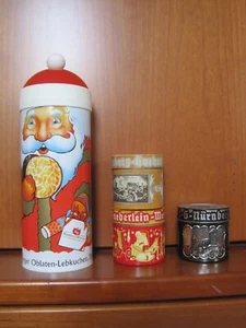 4 Nürnberger Lebkuchen Blechdosen Sammeldosen Nikolaus + 3er Set aus dem 80ern - Bild 1 von 8