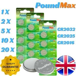 PoundMax CR2032 Battery CR2025 CR2016 Lithium Coin Cell Batteries Key Fob Toys - Picture 1 of 11