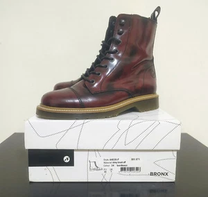 Bronx Boots 39 EU Burgundy Real Leather BX 571 44038-F New with Box - Imagen 1 de 15