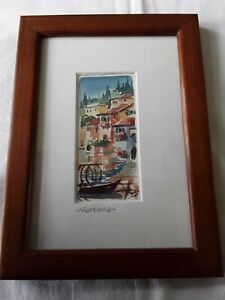 Original Watercolour Painting Varenna Lake Como Signed Figare ?? Framed 19 x 14 