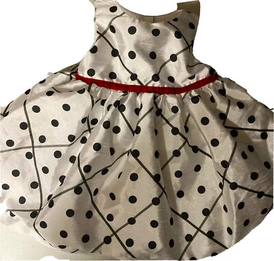 Marmellata 连衣裙婴儿 6-9 个月圆点黑色象牙色派对假日活动 — 第 1/4 张图片