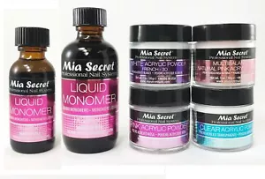 MIA SECRET LIQUID MONOMER 1oz/2oz &POWDERS -PINK, WHITE, CLEAR, NATURAL PINK 1oz - Picture 1 of 23