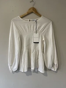 Witchery Size 12 Shirt Blouse White Seersucker Top NWT RRP $129.95 - Picture 1 of 13