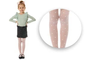 Girls White Polka Dots Tights 20 Den - Picture 1 of 8