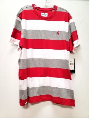 Camiseta De Colección Y2K Akademiks Para Hombres Grande A Rayas Cuello Redondo Roja Blanca Gris Foto 1 de 4