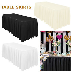 14FT 17FT 21FT Polyester Table Skirt Wedding Party Event Decorations Tableskirts