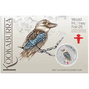 2025 Australian Kookaburra Red AMPELMANN 1oz Silver Coin – World Money Fair - Picture 1 of 4