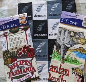 Tasmania Nueva Zelanda plato de recuerdo toalla de té: elige el diablo de Tasmania, recetas - Imagen 1 de 8