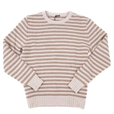 Kiton Tan and Light Brown Patterned Thick Knit Cashmere Sweater M (Eu 50) NWT - Image 1 of 4