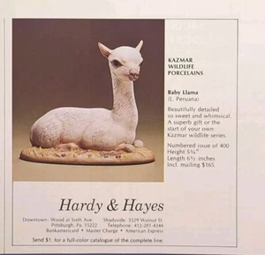 Hardy & Hayes Pittsburgh PA Baby Llama Kazmar Wildlife Vintage Print Ad 1976 - Picture 1 of 4
