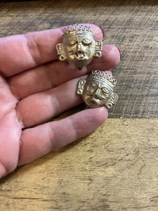 Vintage Carsi Mayan/Indian Clip On Earrings - Sterling Silver 925 - Picture 1 of 5