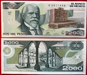 Mexico Banknote 2000 Pesos AU UNC Paper Money - Mexican bills Dos Mil Pesos RARE - Picture 1 of 2