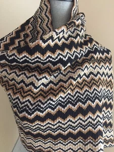 AUTENTICA SCIARPA MISSONI ZIG-ZAG MAGLIA MISTO LANA NERA MULTI MADE IN ITALY NUOVA - Foto 1 di 10