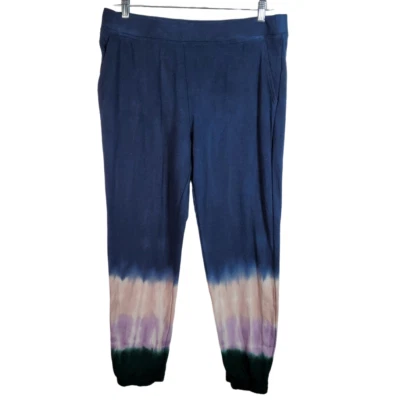Jogger Wildfox Hadley Tie Dye XL Azul Verde Relajado Tirar de la Cintura Elástica Nuevo con Etiquetas Foto 1 de 4