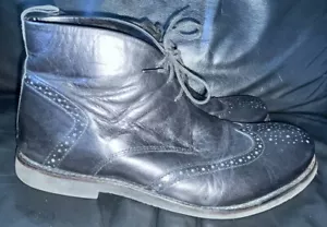 HERREN GRÖSSE UK10 WEICHES LEDER SCHWARZ BROGUE STIEFEL FRANK WRIGHT MINIMALE VERSCHLEISSZEICHEN - Bild 1 von 10