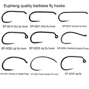 Eupheng 50pc Competition Barbless Fly TyingFish Hook Dry Nymph Shirmp CaddisHook - Picture 1 of 24