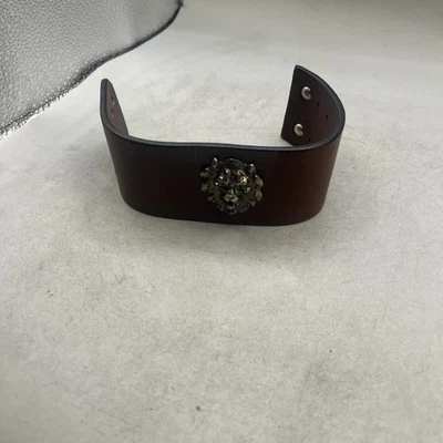 Мужской кожаный браслет лев коричневый - Изображение 1 из 4