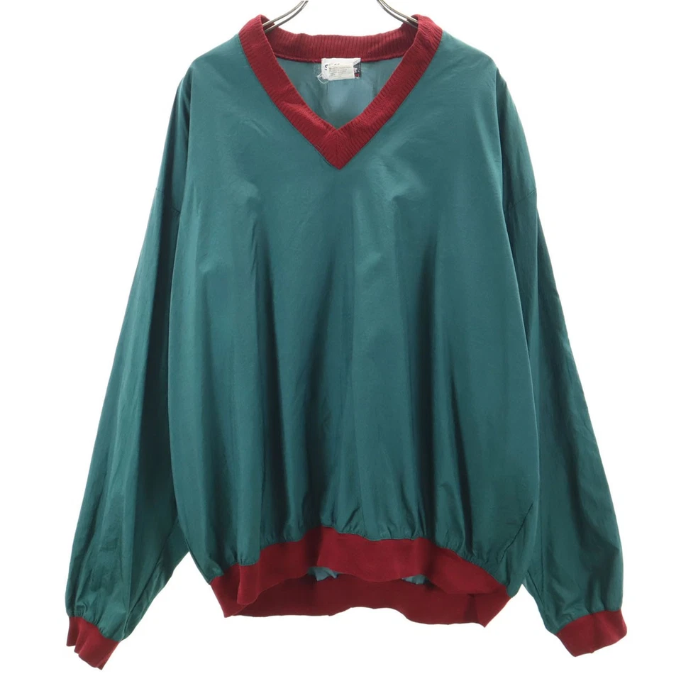 Wilson 90s Old 长袖双色 V 领 piste XL 绿色 男式 — 第 1/4 张图片