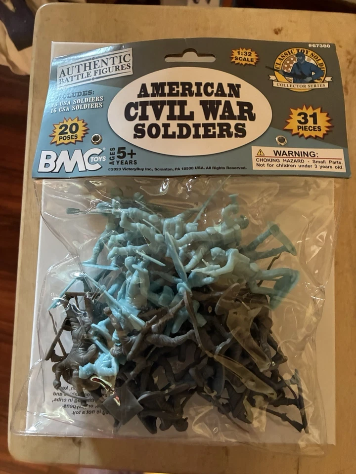 Figuras masculinas clássicas de brinquedo soldado BMC azul cinza exército plástico guerra civil americana - Imagem 1 de 1