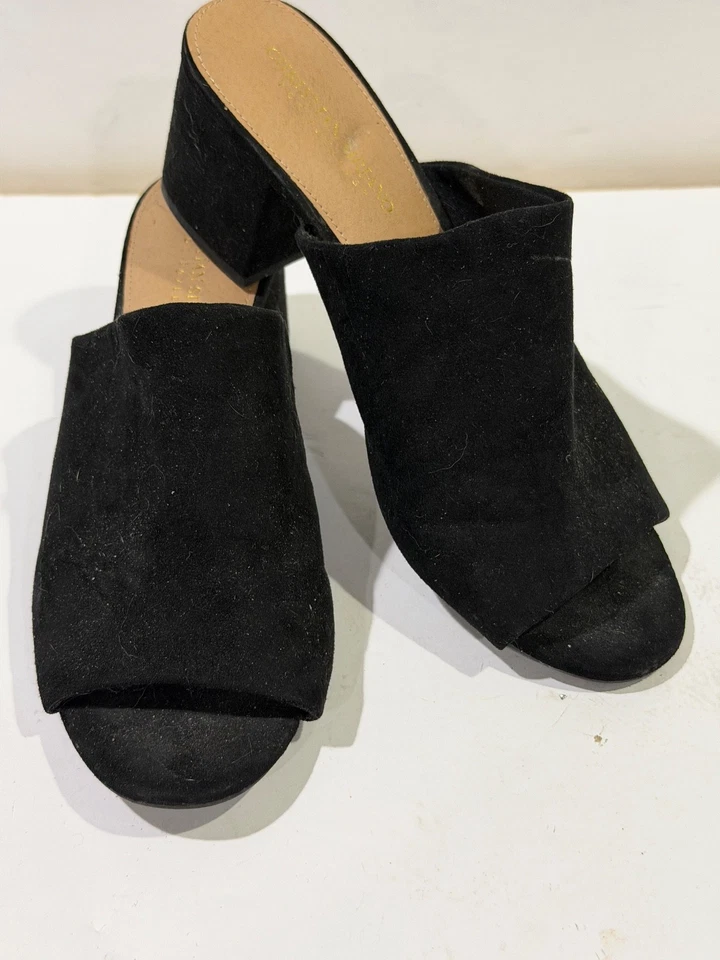 Christian Siriano для Payless туфли искусственной черной замши без шнуровки коренастый каблуки 9,5 - Изображение 1 из 4