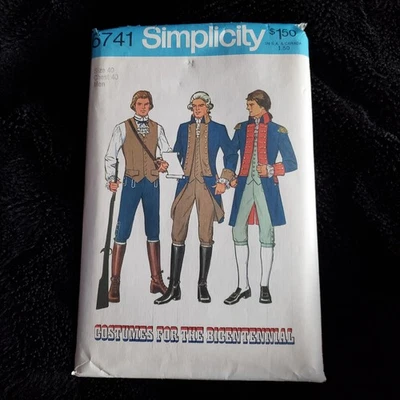 Simplicity 6741 Revolutionary Reenactment Costume Sewing Pattern Mens Size 40 UC - Image 1 of 4