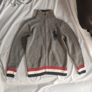 Polo by Ralph Laurens, Quarter Zip Pullover grau, mit marineblauem Polo Pferd - Bild 1 von 14