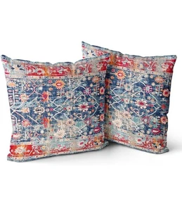  Copricuscini Boho, 22x22 pollici, blu navy rosso, set di 2 federe decorative - Foto 1 di 14